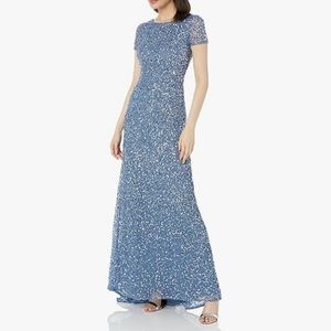 Adrianna Papell Nile Blue Sequin Mother of the Bride / Groom Dress